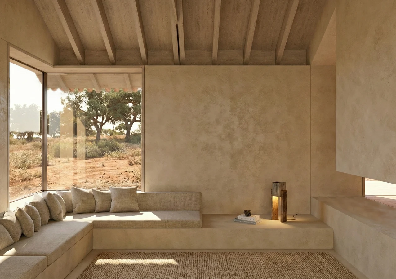 Sala ampla com pé-direito alto e luz natural