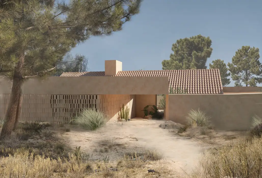 Casa em Salicos — entrada e alçado exterior