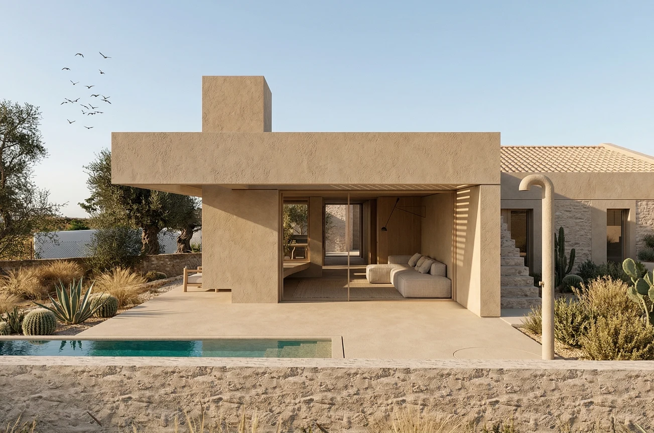 Habitação térrea com piscina e pátio